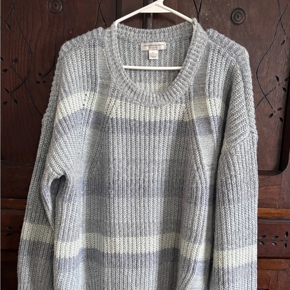 Christopher & Banks knit so soft acrylic/poly blend.blue/gray. Petite large